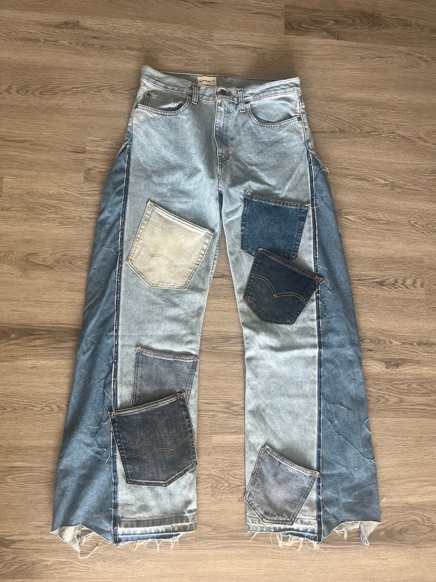 Pocket Patchwork Denim Jeans. -32