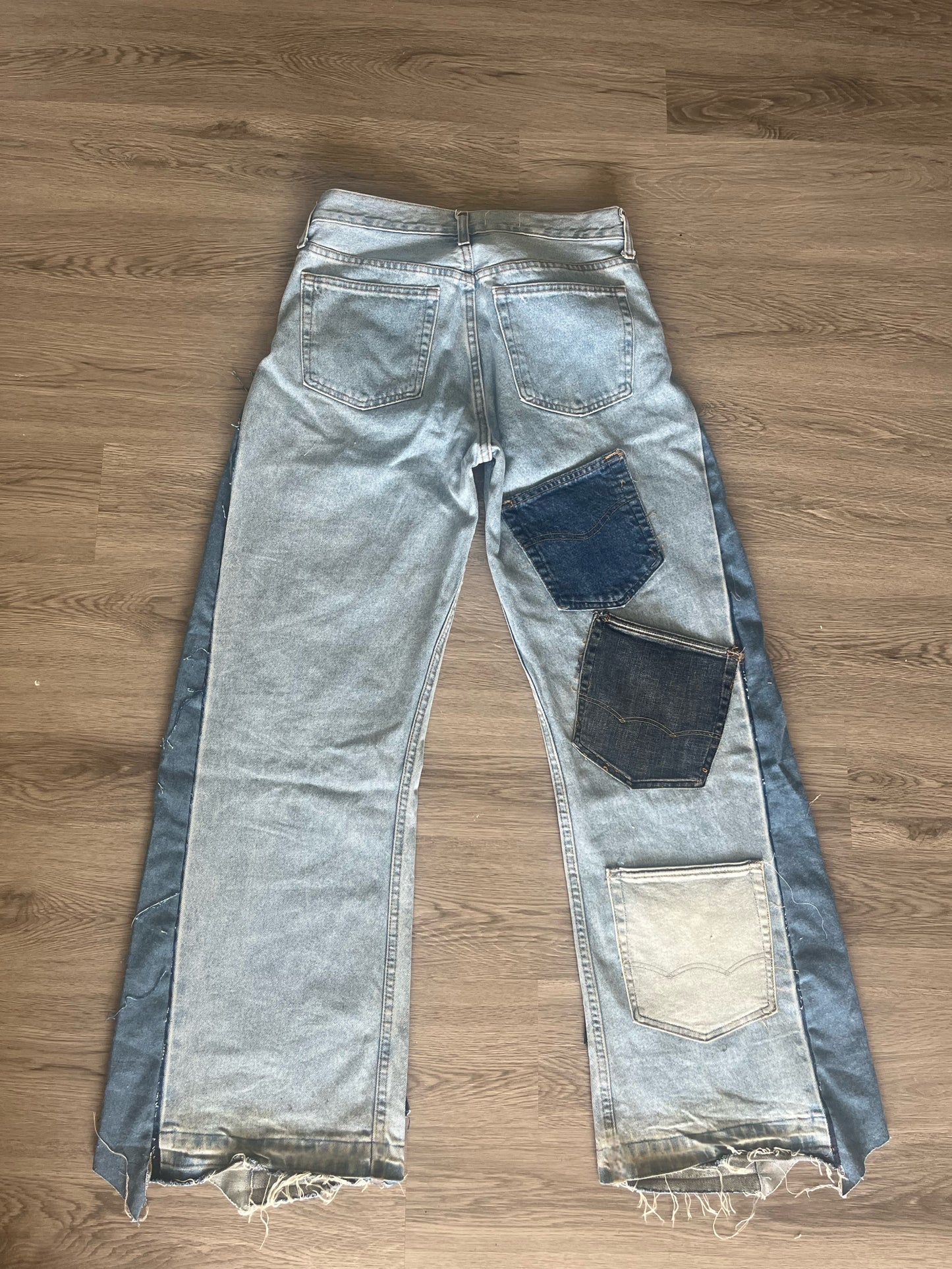 Pocket Patchwork Denim Jeans. -32