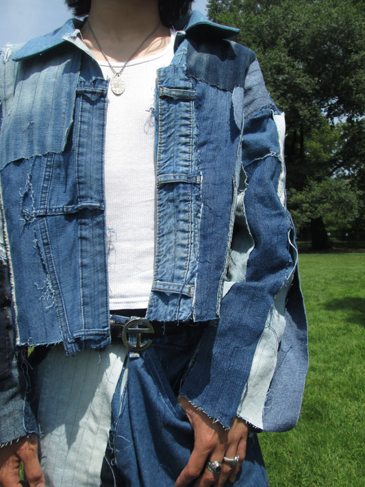 Scrapped Denim Jacket. - XL