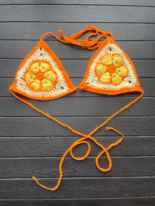 Orange Hawaiian Luau Bikini Top